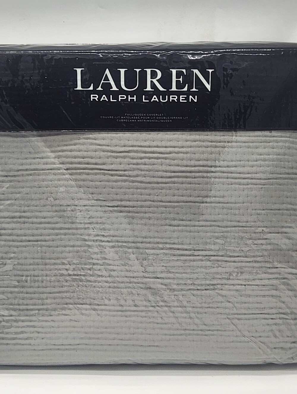 Lauren Ralph Lauren Spencer Matelasse Full/Queen Coverlet Grey NEW